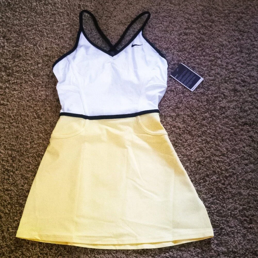 NWT Nike Maria Sharapova Tennis Dress w/ Bra White Yellow S Small - PRICE FIRM!!